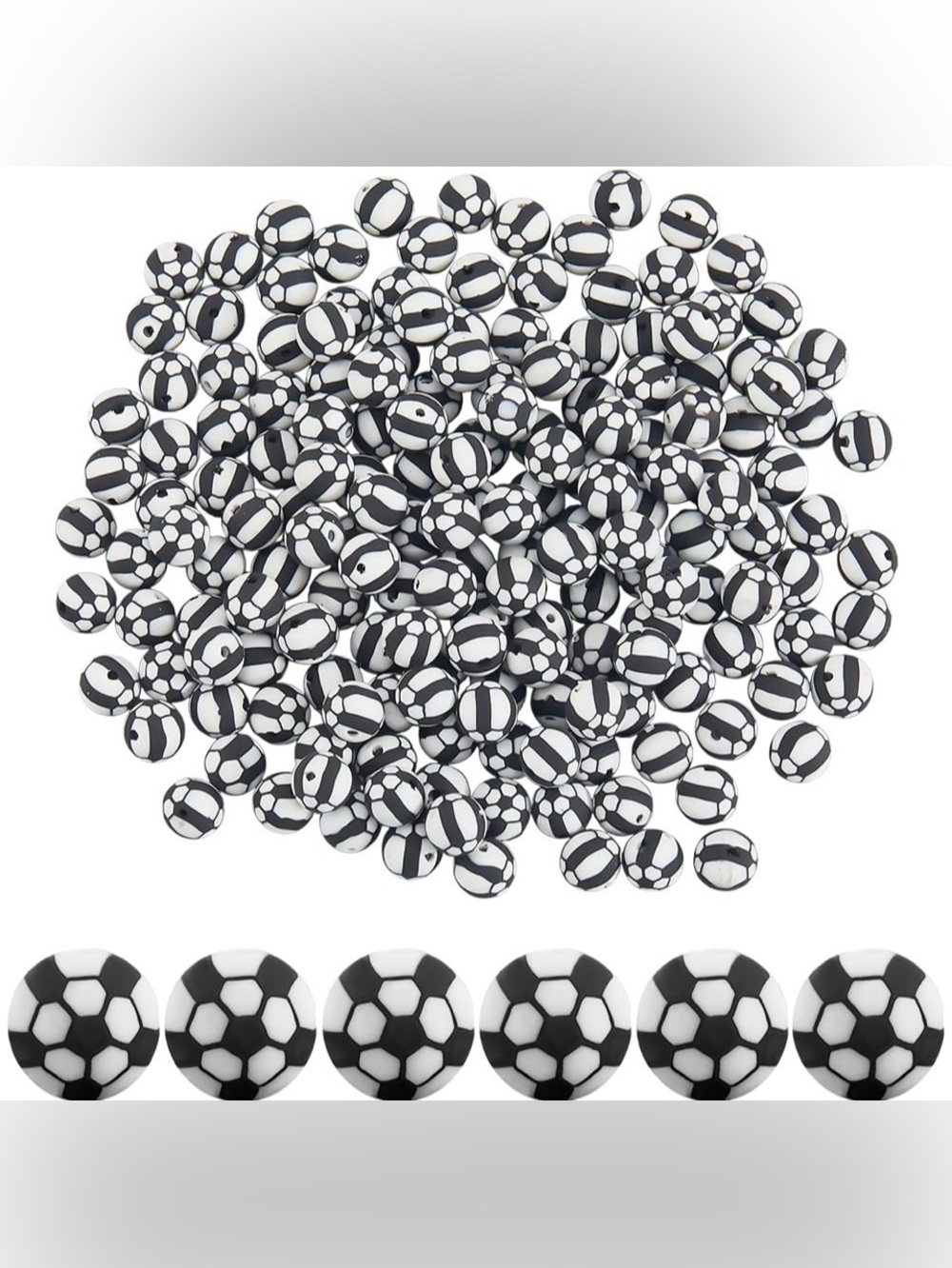 Black & White Soccer Ball Beads for Crafts and Accessories